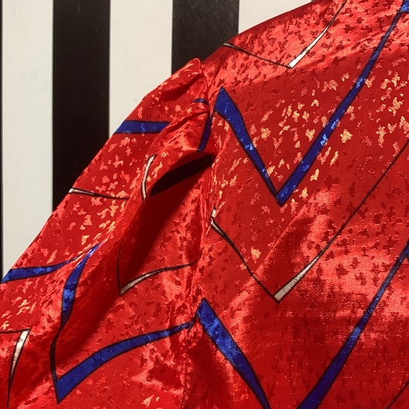 Vintage Red White and Blue High Neck Blouse Patriotic Retro Secretary Size Med - Picture 10 of 17